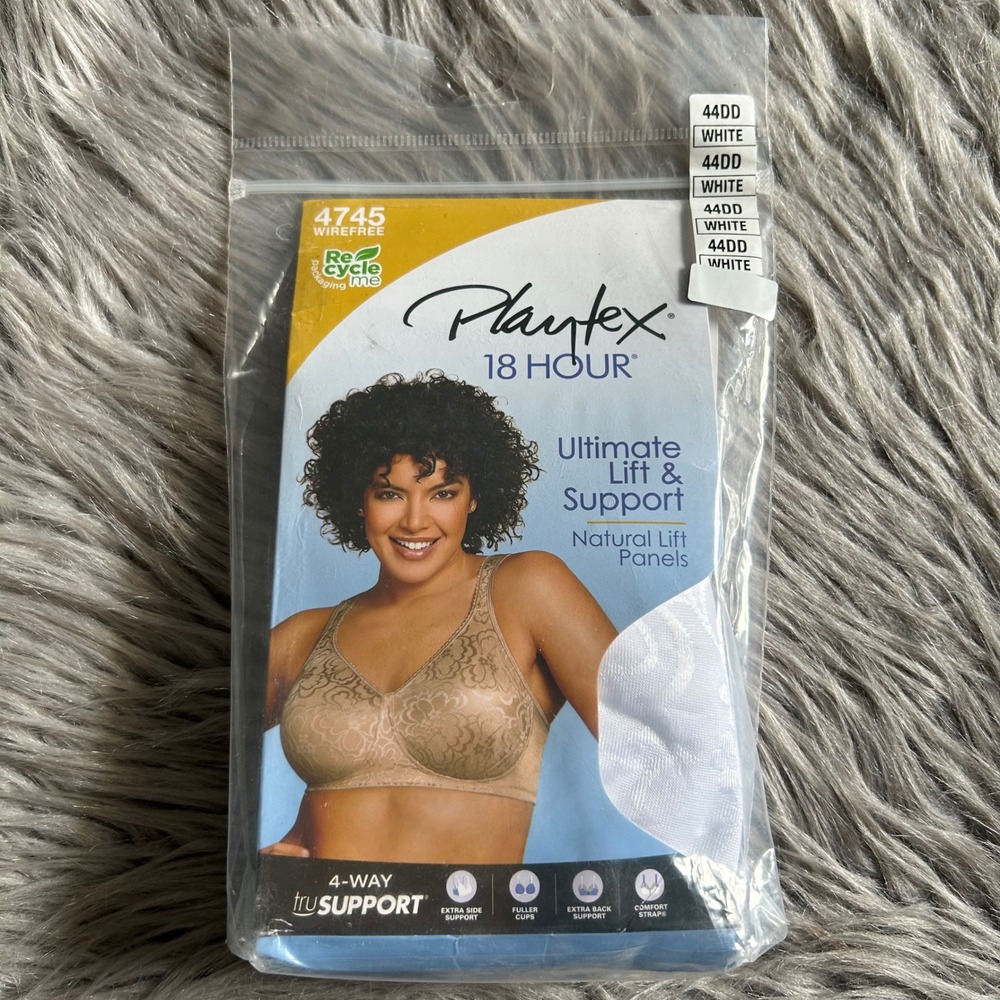 Playtex 18 Hour Wireless Bra Womens Size 44DD White Ultimate Lift & Support